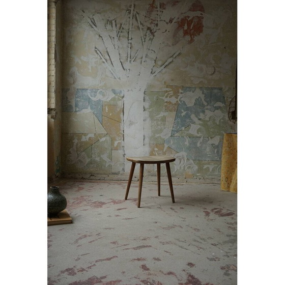 Image 1 of Vintage eikenhouten kruk "palle" van Yngve Ekström, Zweden 1950