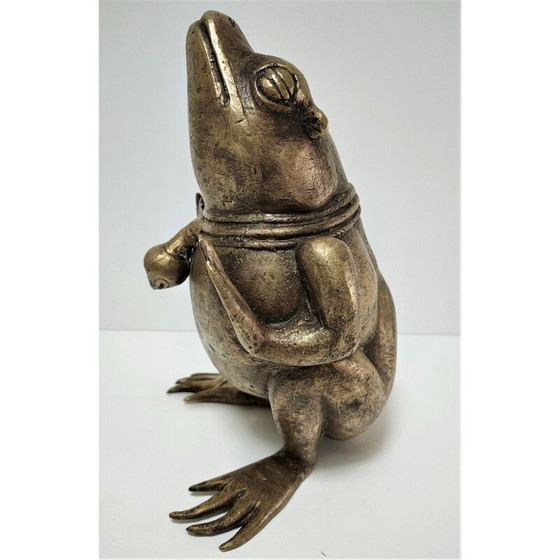 Image 1 of Sculpturale vintage kikker van gepatineerd messing, 1960