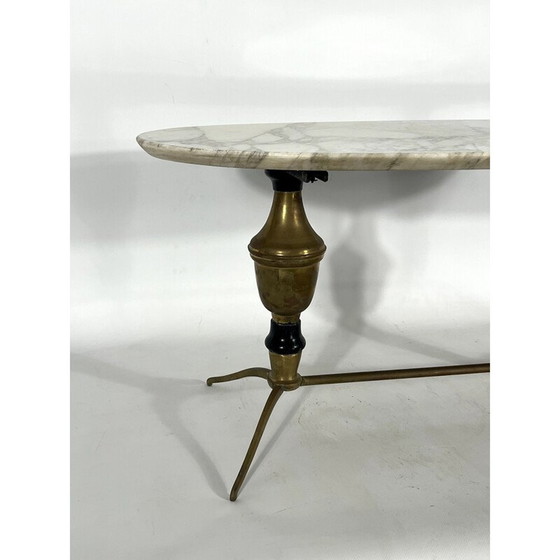 Image 1 of Vintage messing en marmeren salontafel, Italië 1950