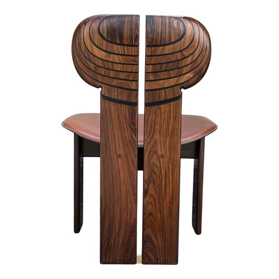 Image 1 of Eetset vintage 4 "Africa" stoelen en "Artona" tafel door Afra en Tobia Scarpa voor Maxalto, jaren 1975