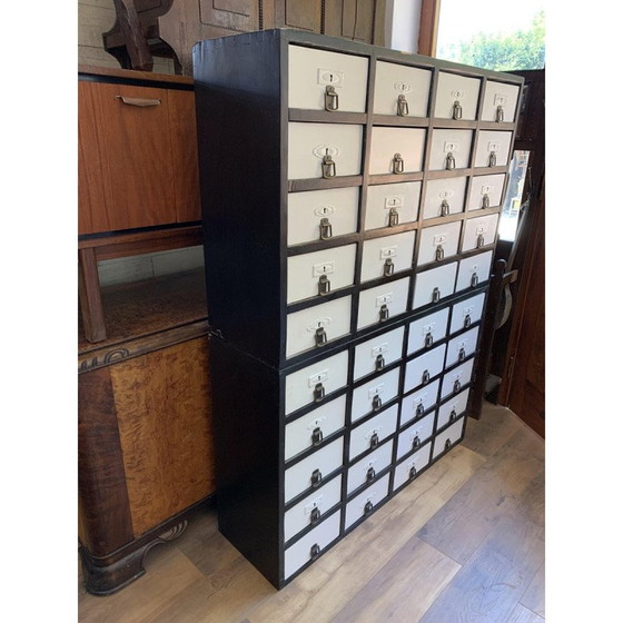 Image 1 of Vintage industriële ladekast van grenen en 40 laden, Hongarije 1950