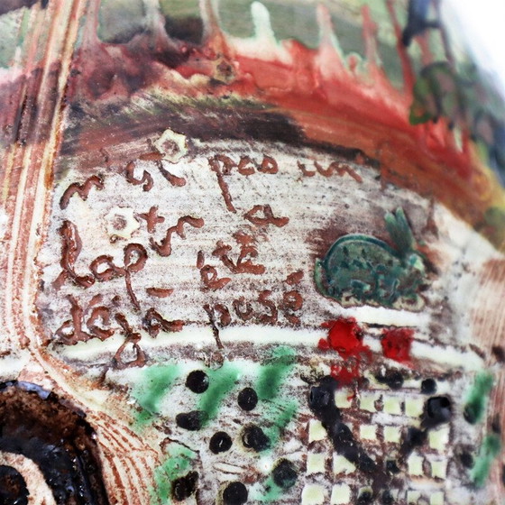 Image 1 of Vintage "graffiti Jazz" vaas van keramiek door Basile, 1990