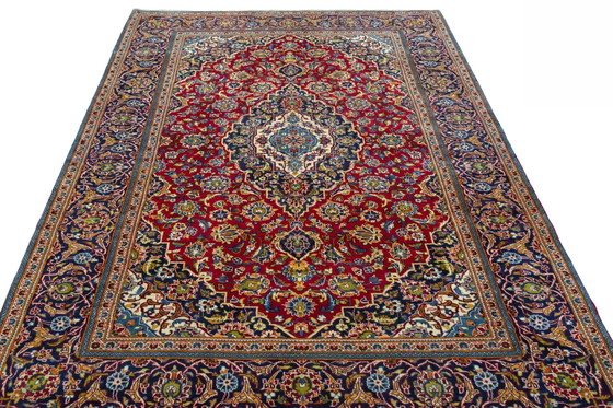 Image 1 of Handgeknoopt rood Keshan oosters tapijt - 298 x 196 cm