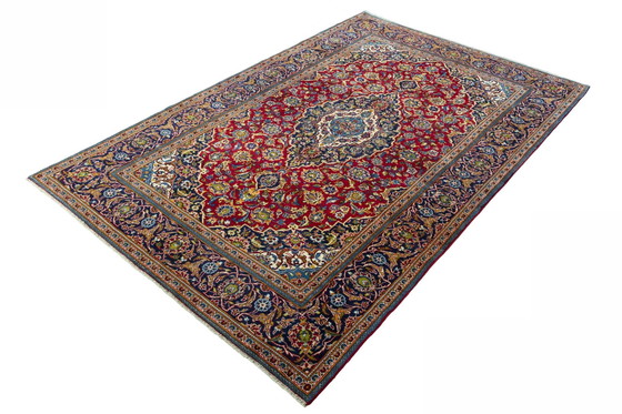 Image 1 of Handgeknoopt rood Keshan oosters tapijt - 298 x 196 cm