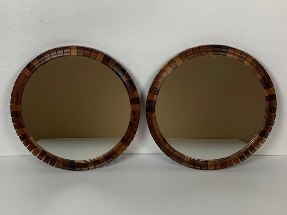 Image 1 of 2x Deense Teak Rozenhout Kubus Spiegels, 1960