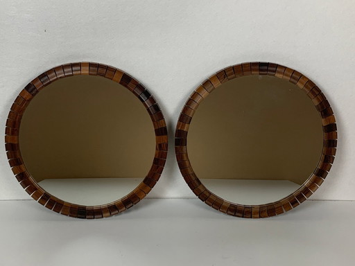 2x Deense Teak Rozenhout Kubus Spiegels, 1960