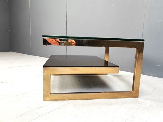 Image 1 of Vintage tweelaags Belgochroom 23Kt salontafel, 1970S