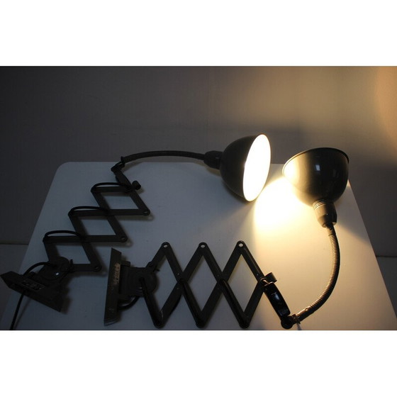 Image 1 of Paar vintage metalen wandlampen voor Elektroinstala Děčín, Tsjecho-Slowakije 1950