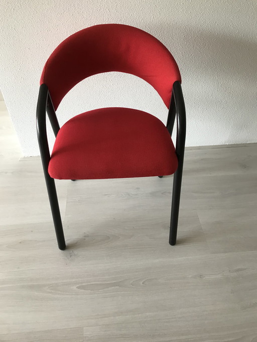 4x Rode eetkamerstoelen