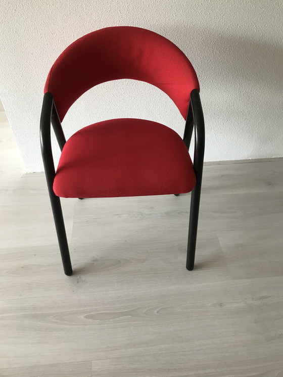 Image 1 of 4x Rode eetkamerstoelen