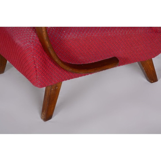 Image 1 of Vintage rode Art Deco fauteuil, jaren 1930