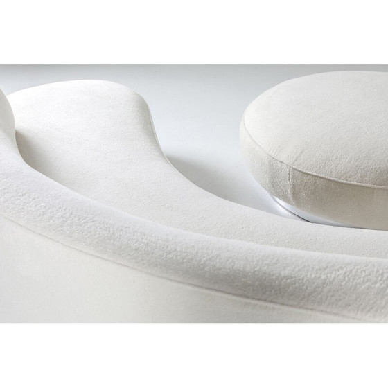 Image 1 of Vintage sofa met Ottoman in Pierre Frey lamswol fluweel Vladimir Kagan Serpentine 1950