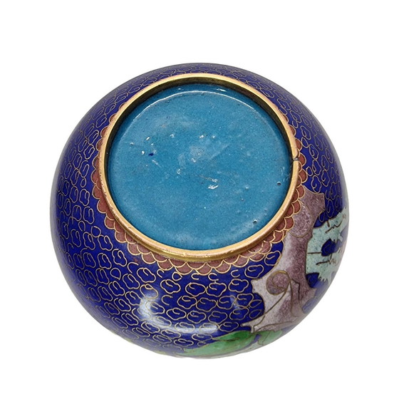 Image 1 of Vintage Blauwe Cloisonné Vaas