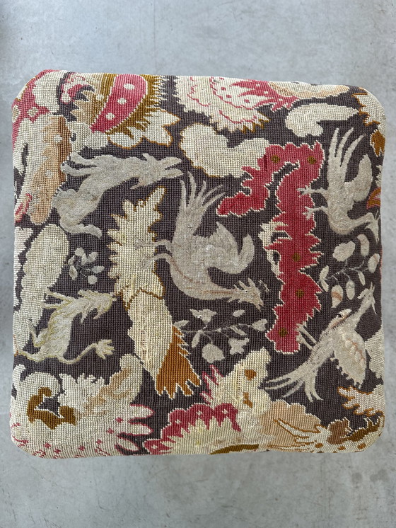 Image 1 of Antiek eiken ‘Louis XV’ voetenbank / poef (tapestry)