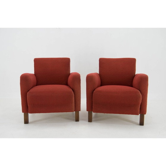 Image 1 of Paar vintage Art Deco stoffen fauteuils van Halabala voor UP Zavody, 1930