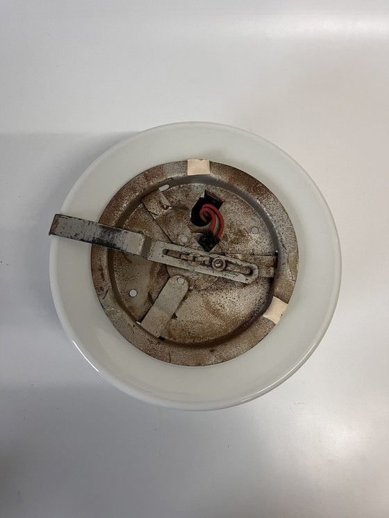 Image 1 of Gispen Stijl Witte Glanzende Opaline Plafondlamp Halve Bol Mid Century