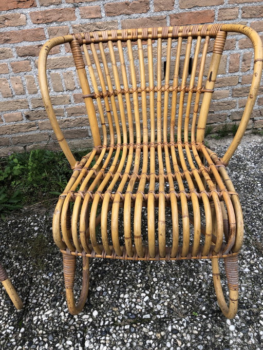 2x Vintage design rotan fauteuils