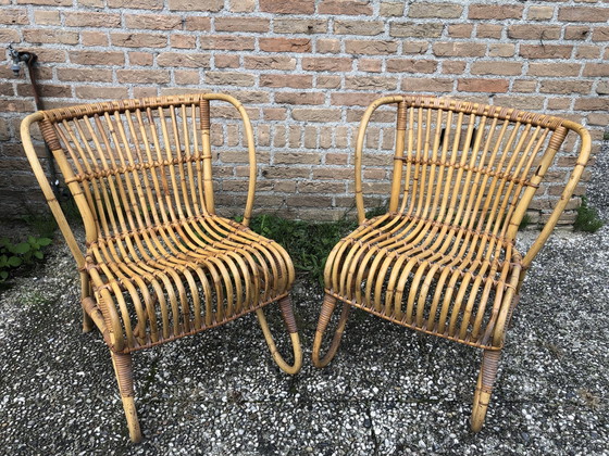 Image 1 of 2x Vintage design rotan fauteuils