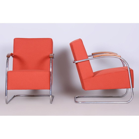 Image 1 of Paar vintage Bauhaus fauteuils in stalen buizen van Mücke Melder, Tsjecho-Slowakije 1930
