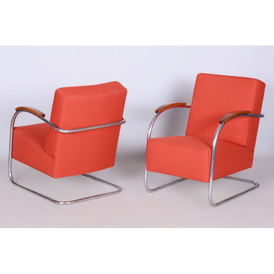 Image 1 of Paar vintage Bauhaus fauteuils in stalen buizen van Mücke Melder, Tsjecho-Slowakije 1930