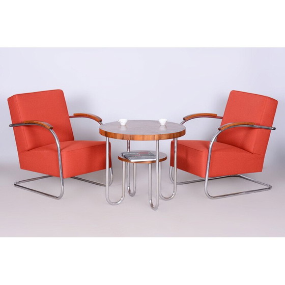 Image 1 of Paar vintage Bauhaus fauteuils in stalen buizen van Mücke Melder, Tsjecho-Slowakije 1930