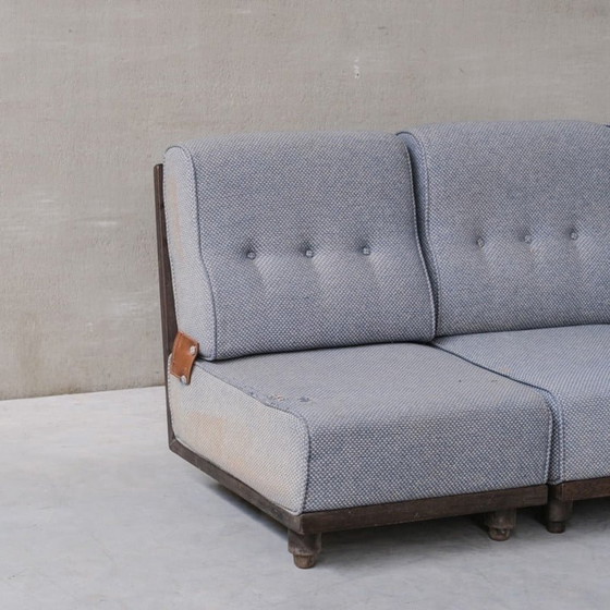 Image 1 of Vintage eikenhouten modulaire sofa van Guillerme et Chambron, Frankrijk 1960