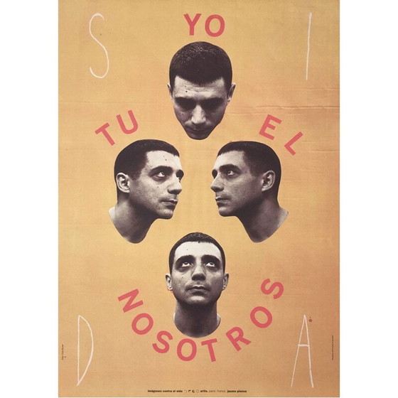 Image 1 of Vintage poster "Yo tu el Nosotros" op gestreken papier door Jaume Plensa, 1994