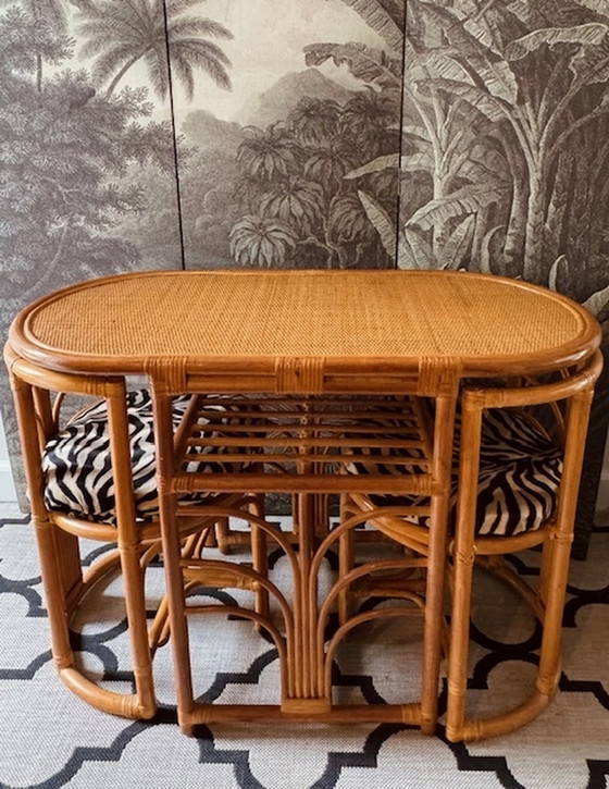 Image 1 of Vintage Bamboo Tiki set Honeymoon set Bistro set