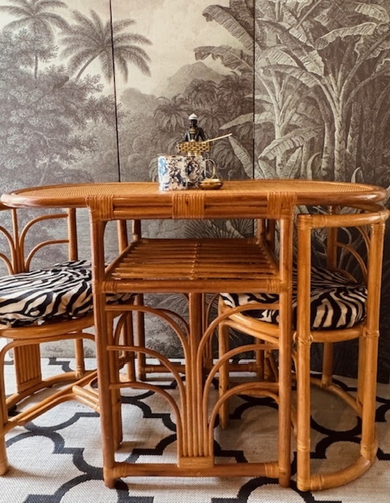 Image 1 of Vintage Bamboo Tiki set Honeymoon set Bistro set