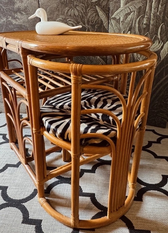 Image 1 of Vintage Bamboo Tiki set Honeymoon set Bistro set