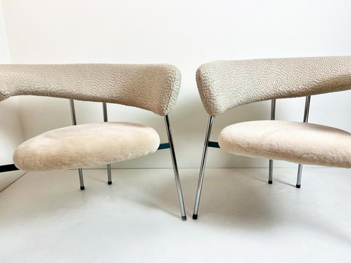 Divi Divi Reupholstered Fauteuils With Scheepskin Leolux, 1987, opnieuw gestoffeerd