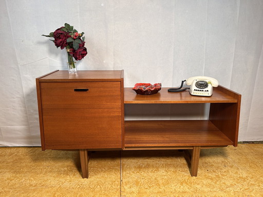 Mid Century Retro Vintage Teakhouten Telefoonstoel/Bankje 1960