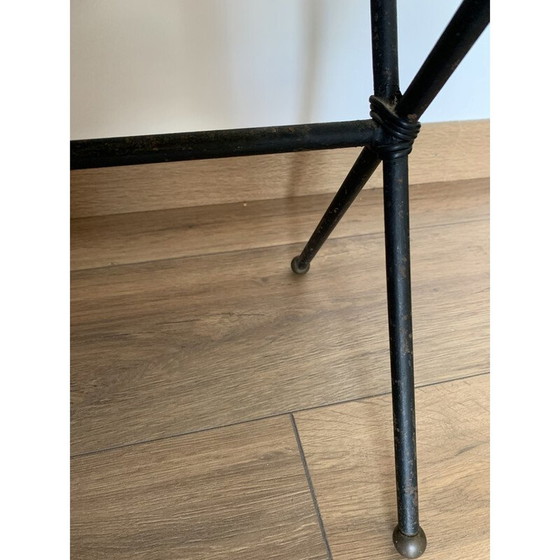 Image 1 of Vintage salontafel in metaal en zwart en roze dambord