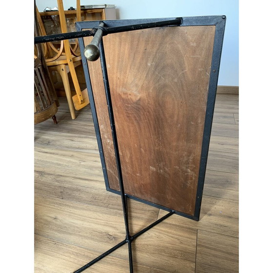 Image 1 of Vintage salontafel in metaal en zwart en roze dambord