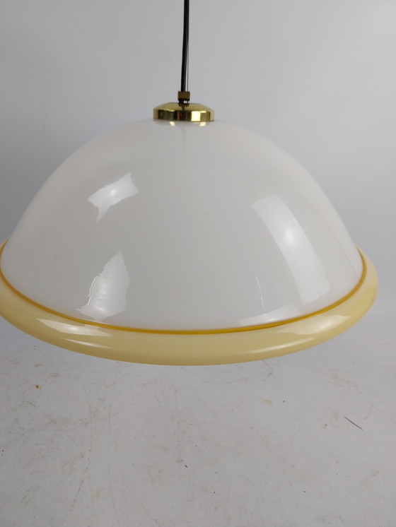 Image 1 of 1970s hanglamp door Cosak germany.  Opaline glas 