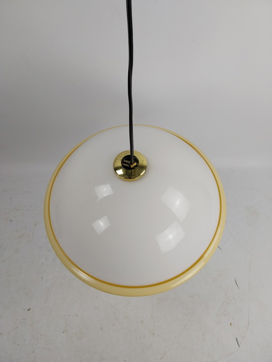 Image 1 of 1970s hanglamp door Cosak germany.  Opaline glas 