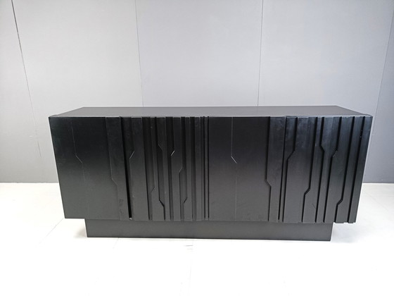 Image 1 of Grafisch brutalistische credenza, jaren 1970