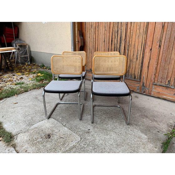 Image 1 of Set van 4 vintage Italiaanse B32 Cesca stoelen van Marcel Breuer, 1970