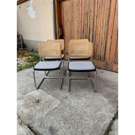 Image 1 of Set van 4 vintage Italiaanse B32 Cesca stoelen van Marcel Breuer, 1970