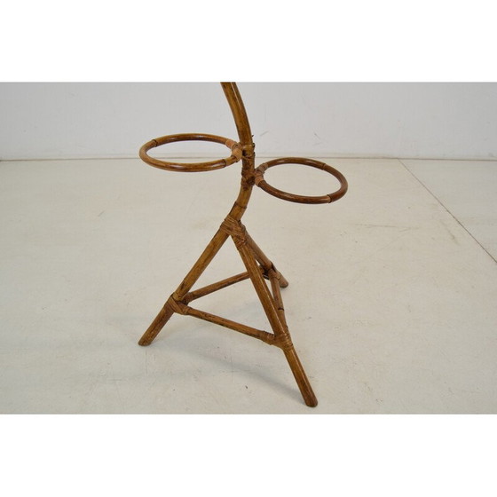 Image 1 of Mid Century rotan en bamboe bloemenstandaard, Italië 1950