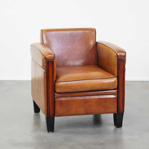 Armchair In Art Deco Stijl Gemaakt Van Schapenleer