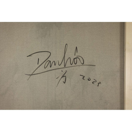 Image 1 of Acryl op vintage doek van Dan Hôo, 2023