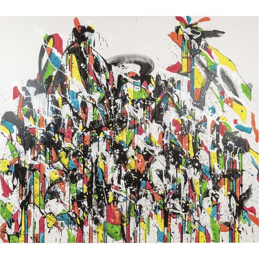 Acryl op vintage doek van Dan Hôo, 2023