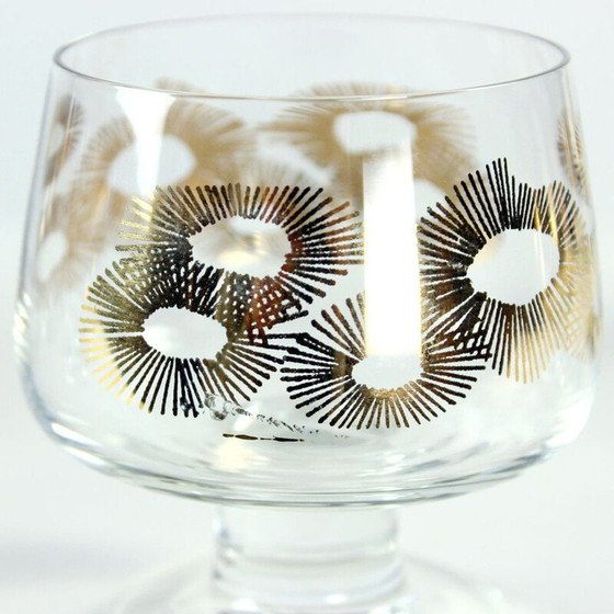 Image 1 of Set van 6 vintage glazen met gouden details, Tsjecho-Slowakije 1960