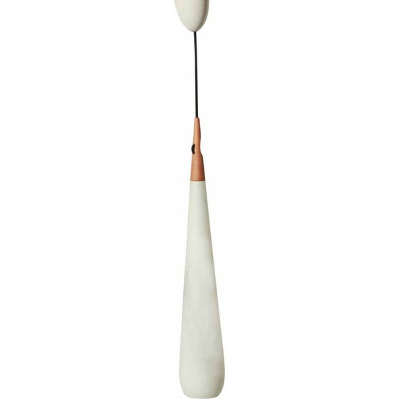 Image 1 of Vintage hanglamp in teakhout en opaline glas van Uno en Östen Kristiansson voor Luxus, 1970