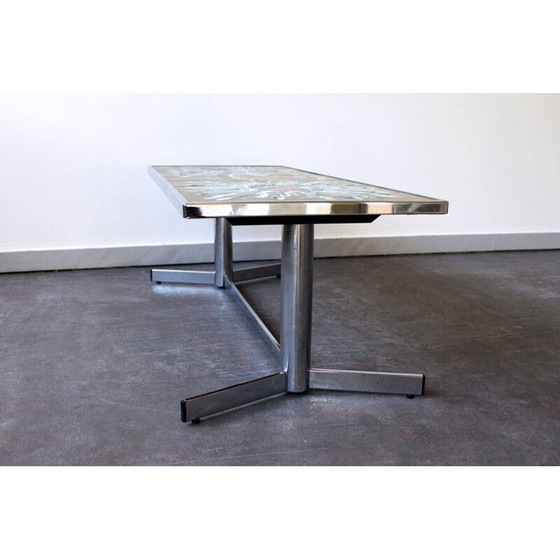 Image 1 of Vintage salontafel van keramiek en chroom