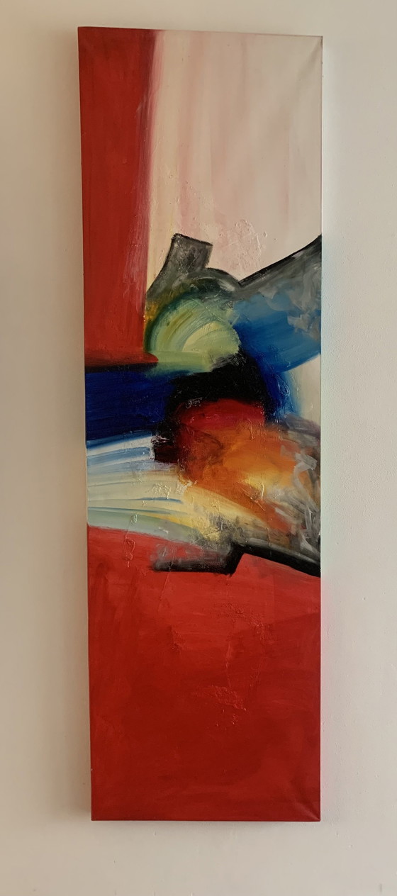 Image 1 of William Malacu - Red & Blue Centered Schilderij