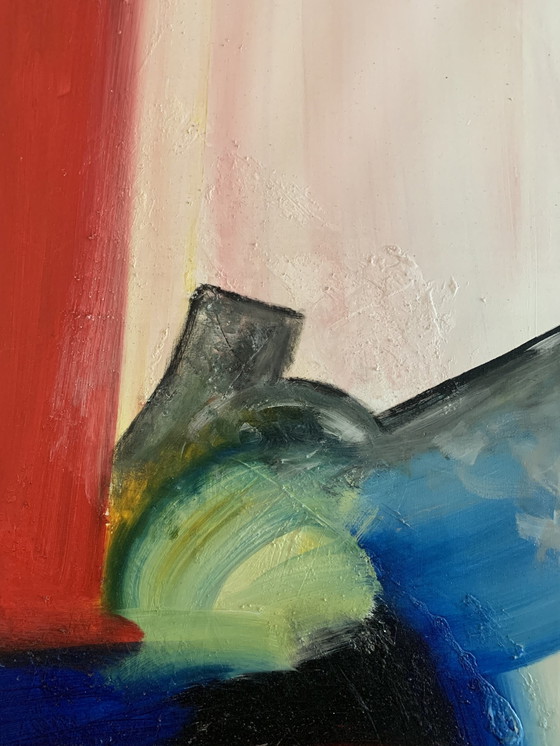 Image 1 of William Malacu - Red & Blue Centered Schilderij