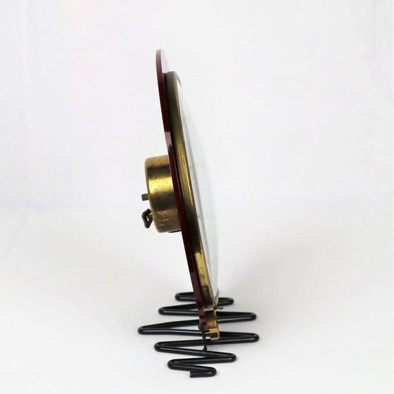 Image 1 of Vintage Bayard klok in rood, wit en goud bakeliet, 1960