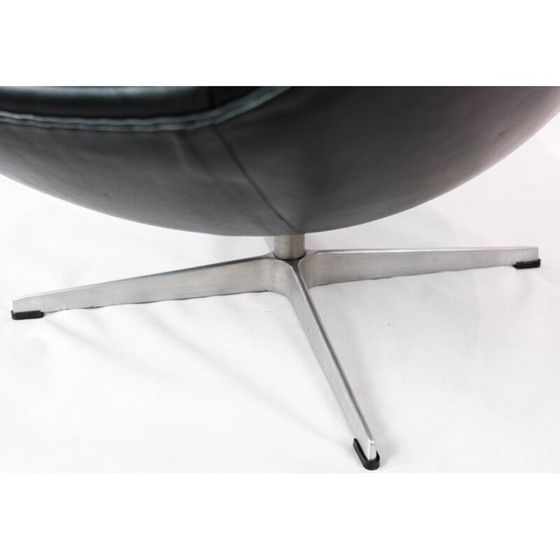 Image 1 of Vintage The Egg model 3316 zwart lederen fauteuil door Arne Jacobsen voor Fritz Hansen, 1958